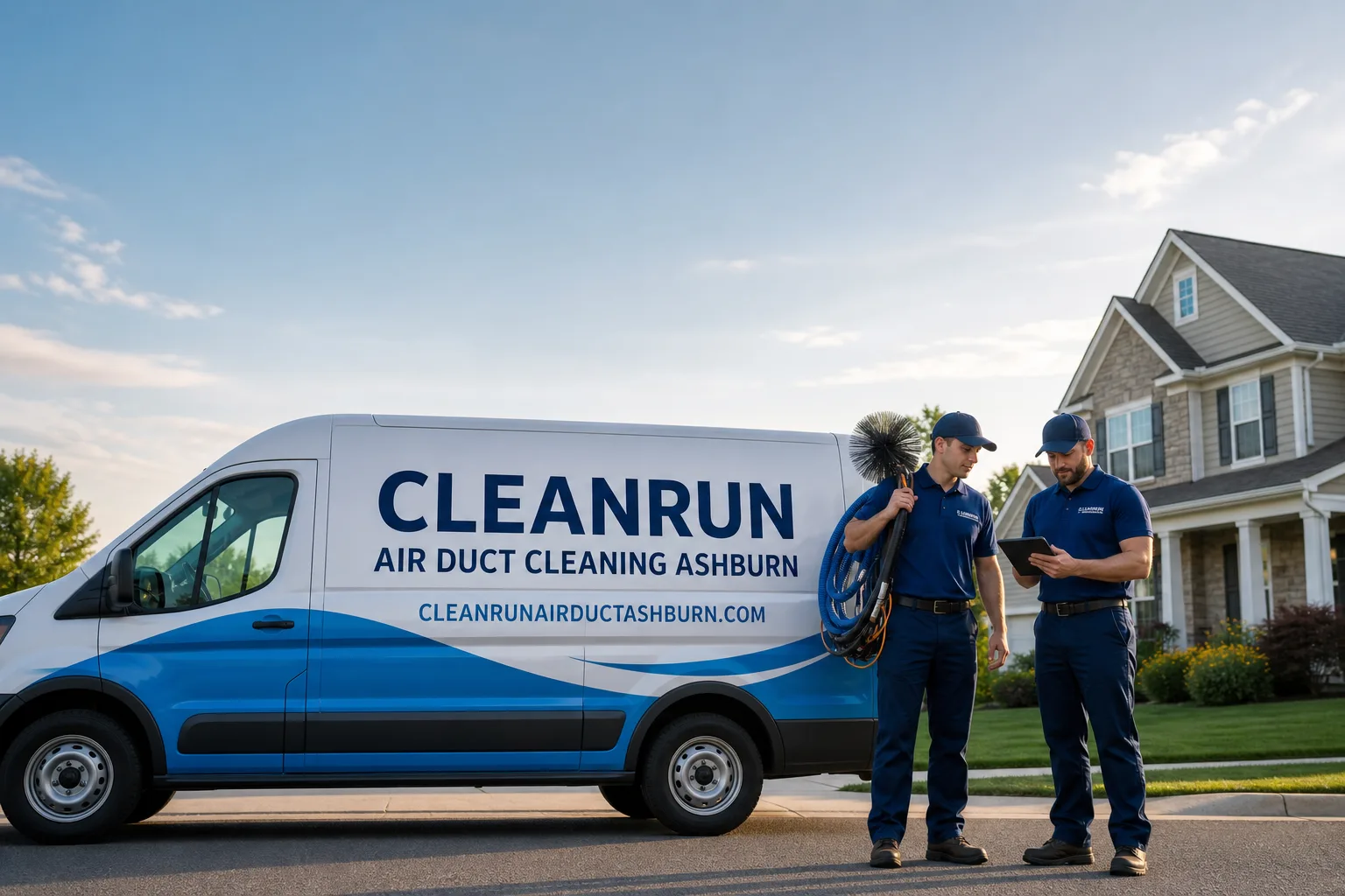 CleanRun Air Duct Cleaning Ashburn air duct cleaning service vehicle and crew in Ashburn, VA